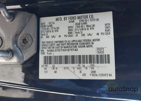 2016 Ford Transit Connect Xl from USA, damaged, VIN NM0LS7E73G1275742